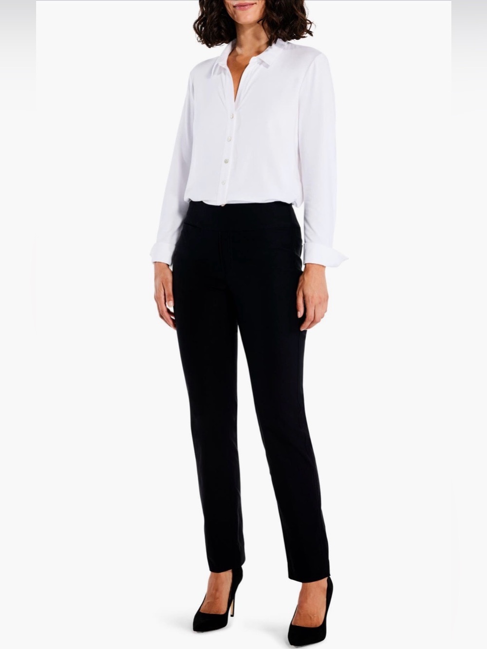 NIC+ZOE Wonderstretch Straight Leg Pants in Black Onyx Officewear Size 4 NEW